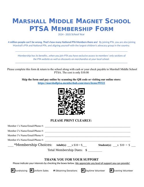 PTSA Form